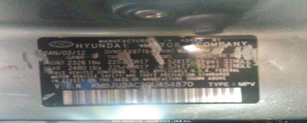 KM8JU3AC3CU454870 2012 HYUNDAI TUCSON photo no. 9
