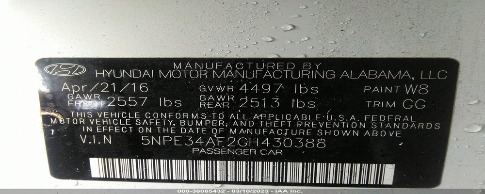 5NPE34AF2GH430388 2016 HYUNDAI SONATA photo no. 9