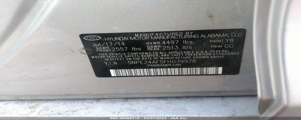 5NPE24AF5FH039978 2015 HYUNDAI SONATA photo no. 9