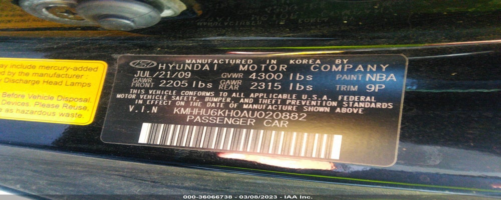 KMHHU6KH0AU020882 2010 HYUNDAI GENESIS COUPE photo no. 9