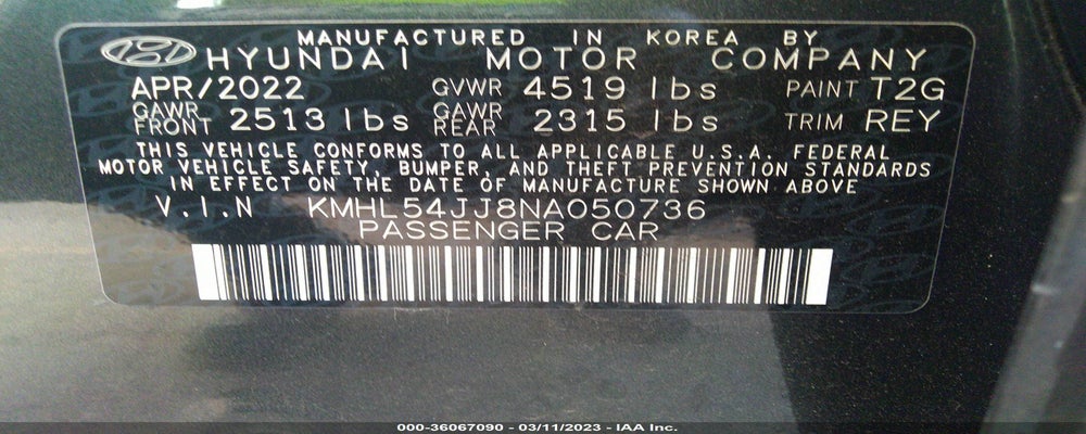 KMHL54JJ8NA050736 2022 HYUNDAI SONATA HYBRID photo no. 9