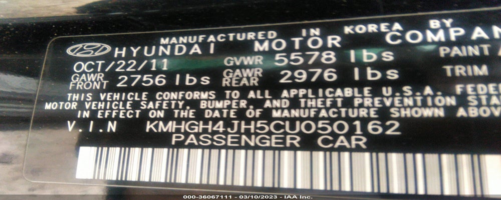 KMHGH4JH5CU050162 2012 HYUNDAI EQUUS photo no. 9