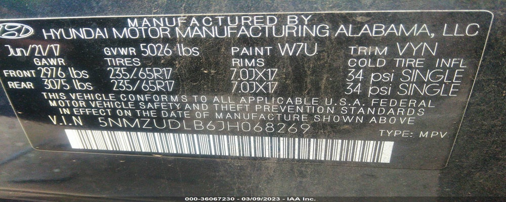 5NMZUDLB6JH068269 2018 HYUNDAI SANTA FE SPORT photo no. 9