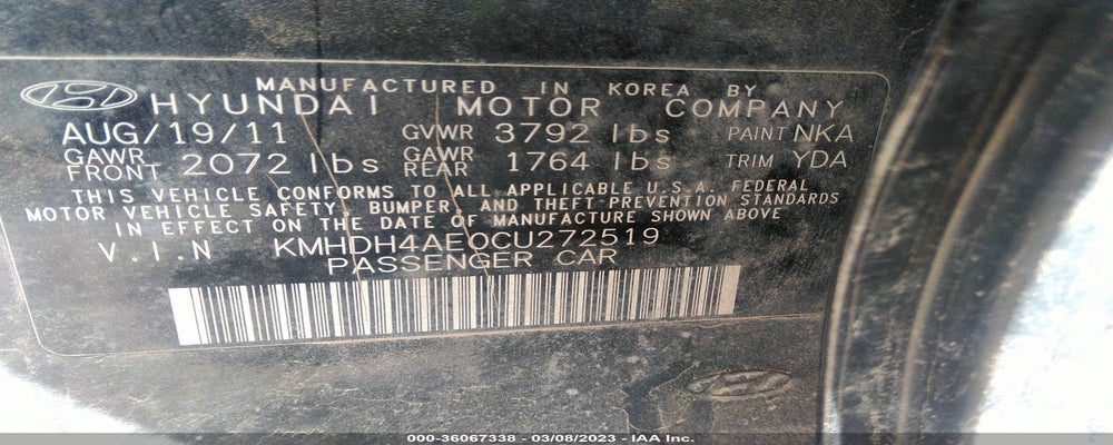 KMHDH4AE0CU272519 2012 HYUNDAI ELANTRA photo no. 9