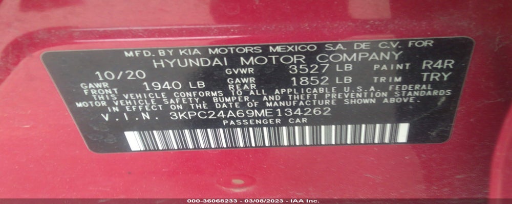 3KPC24A69ME134262 2021 HYUNDAI ACCENT photo no. 9