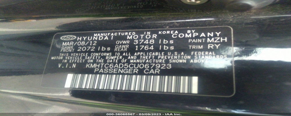 KMHTC6AD5CU067923 2012 HYUNDAI VELOSTER photo no. 9
