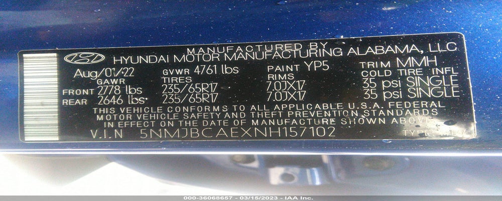 5NMJBCAEXNH157102 2022 HYUNDAI TUCSON photo no. 9