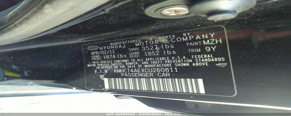 KMHCT4AEXCU260811 2012 HYUNDAI ACCENT photo no. 9
