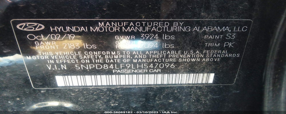 5NPD84LF9LH547096 2020 HYUNDAI ELANTRA photo no. 9