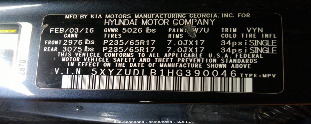 5XYZUDLB1HG390046 2017 HYUNDAI SANTA FE SPORT photo no. 9