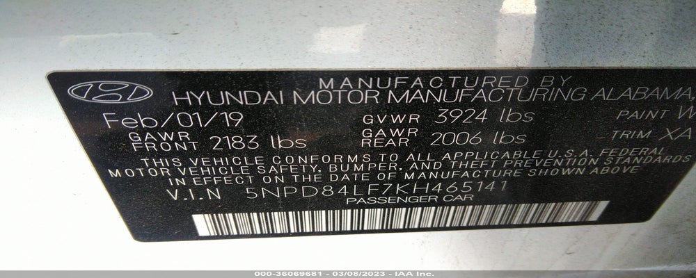 5NPD84LF7KH465141 2019 HYUNDAI ELANTRA photo no. 9