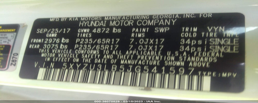 5XYZU3LB5JG541597 2018 HYUNDAI SANTA FE SPORT photo no. 9