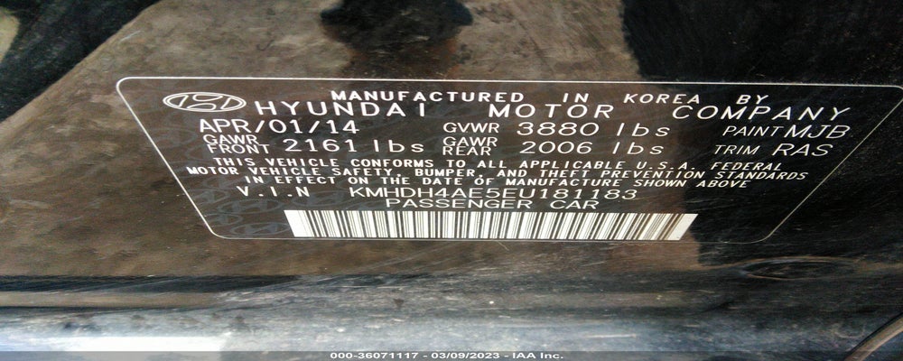 KMHDH4AE5EU181183 2014 HYUNDAI ELANTRA photo no. 9
