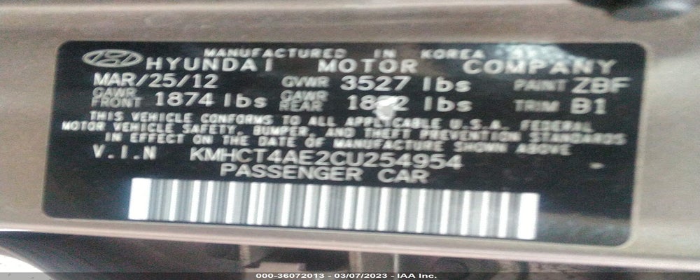 KMHCT4AE2CU254954 2012 HYUNDAI ACCENT photo no. 9