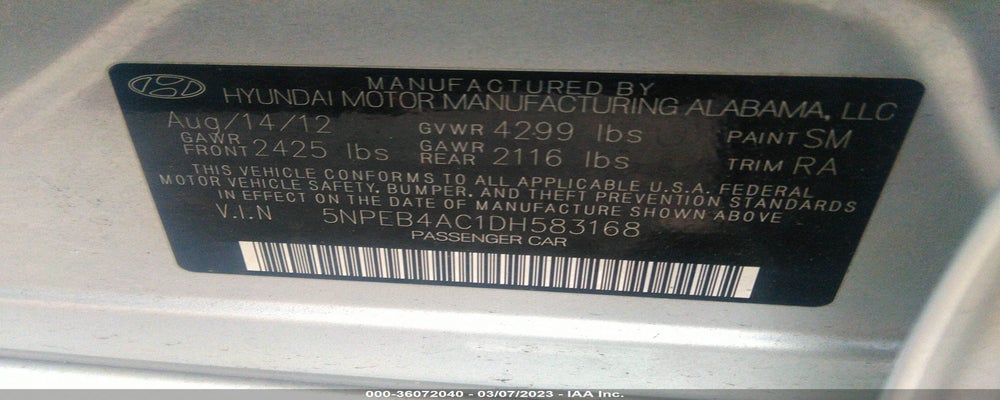 5NPEB4AC1DH583168 2013 HYUNDAI SONATA photo no. 9