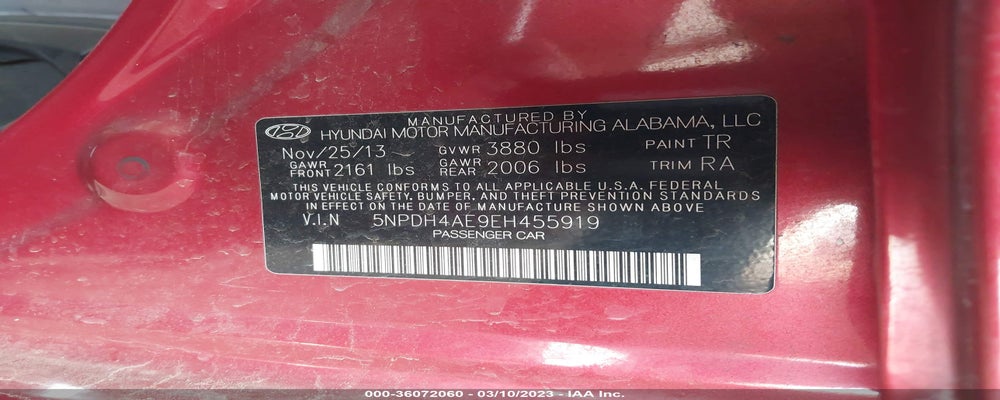 5NPDH4AE9EH455919 2014 HYUNDAI ELANTRA photo no. 9