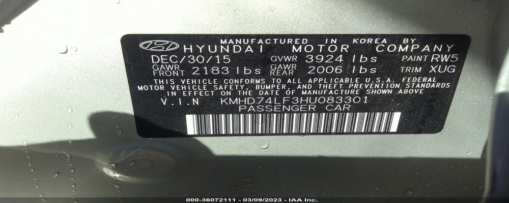 KMHD74LF3HU083301 2017 HYUNDAI ELANTRA photo no. 9