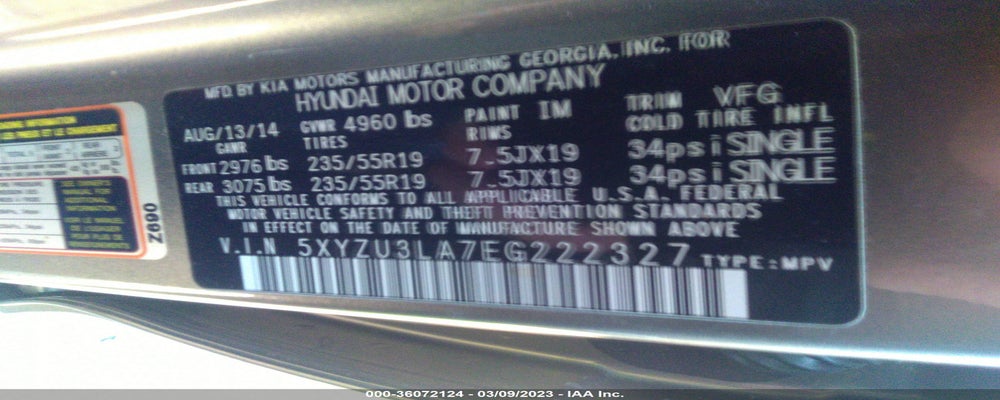5XYZU3LA7EG222327 2014 HYUNDAI SANTA FE SPORT photo no. 9
