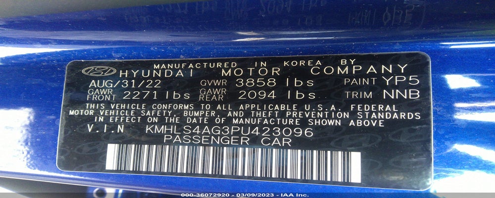 KMHLS4AG3PU423096 2023 HYUNDAI ELANTRA photo no. 9