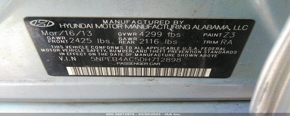 5NPEB4AC5DH712898 2013 HYUNDAI SONATA photo no. 9