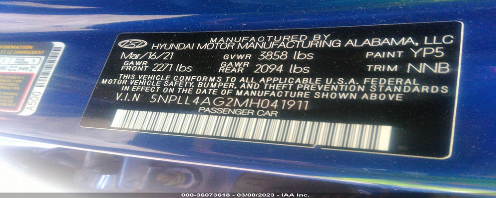 5NPLL4AG2MH041911 2021 HYUNDAI ELANTRA photo no. 9