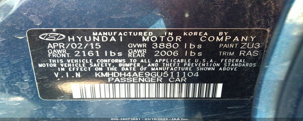 KMHDH4AE9GU511104 2016 HYUNDAI ELANTRA photo no. 9
