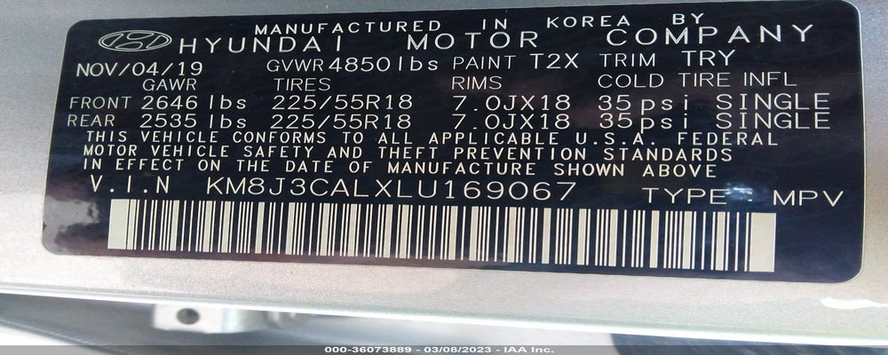 KM8J3CALXLU169067 2020 HYUNDAI TUCSON photo no. 9