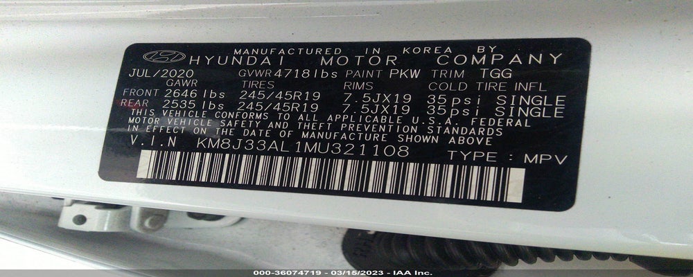 KM8J33AL1MU321108 2021 HYUNDAI TUCSON photo no. 9