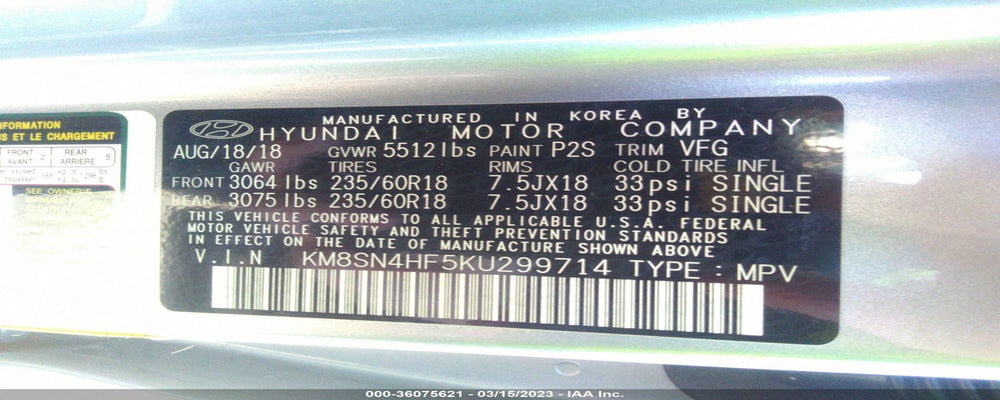 KM8SN4HF5KU299714 2019 HYUNDAI SANTA FE XL photo no. 9