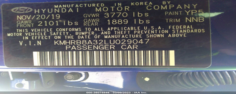 KMHRB8A32LU029047 2020 HYUNDAI VENUE photo no. 9