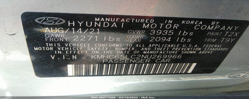 KMHC65LC2NU269966 2022 HYUNDAI IONIQ HYBRID photo no. 9