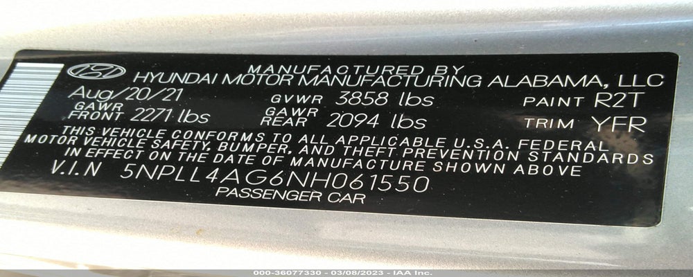 5NPLL4AG6NH061550 2022 HYUNDAI ELANTRA photo no. 9