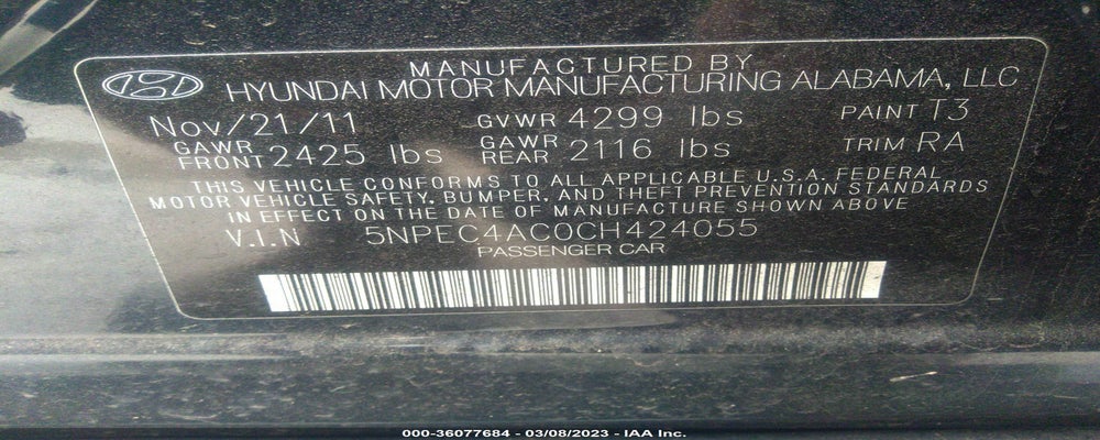 5NPEC4AC0CH424055 2012 HYUNDAI SONATA photo no. 9