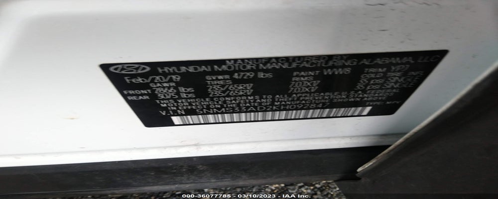 5NMS33AD2KH092847 2019 HYUNDAI SANTA FE photo no. 9