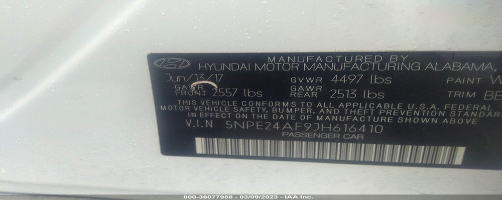 5NPE24AF9JH616410 2018 HYUNDAI SONATA photo no. 9
