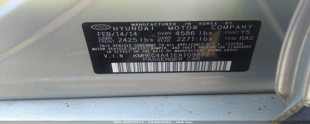 KMHEC4A41EA109232 2014 HYUNDAI SONATA HYBRID photo no. 9
