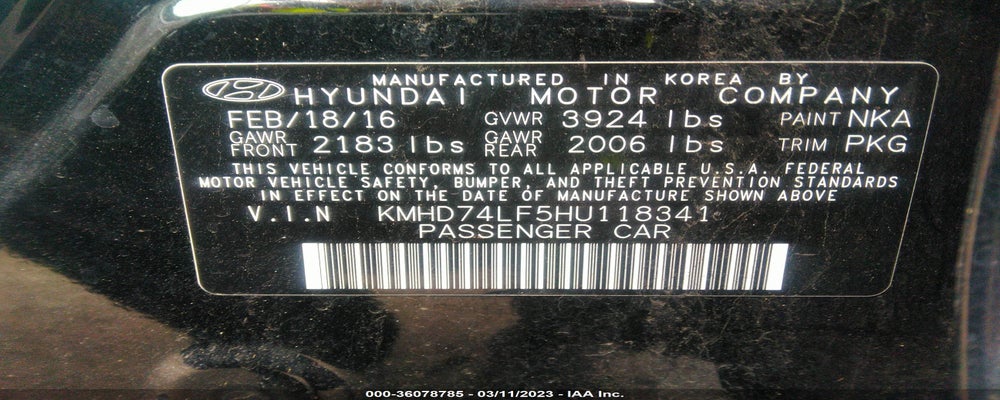 KMHD74LF5HU118341 2017 HYUNDAI ELANTRA photo no. 9