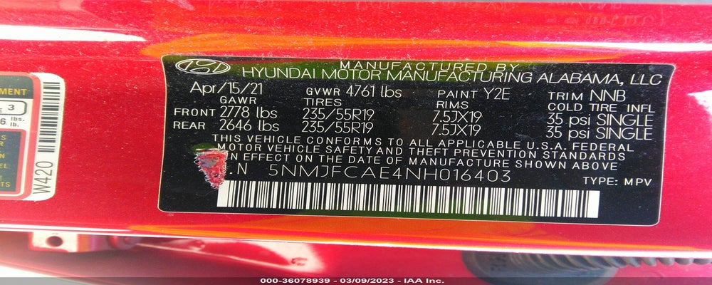 5NMJFCAE4NH016403 2022 HYUNDAI TUCSON photo no. 9
