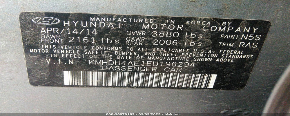 KMHDH4AE1EU196294 2014 HYUNDAI ELANTRA photo no. 9