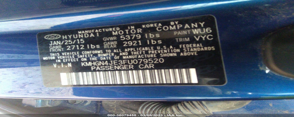 KMHGN4JE3FU079520 2015 HYUNDAI GENESIS photo no. 9