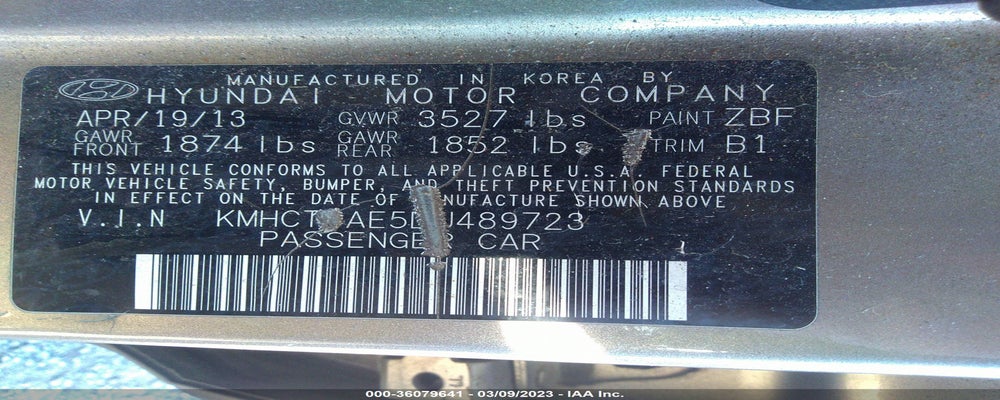 KMHCT4AE5DU489723 2013 HYUNDAI ACCENT photo no. 9