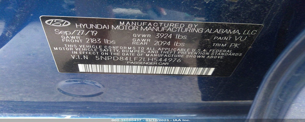 5NPD84LF2LH544976 2020 HYUNDAI ELANTRA photo no. 9