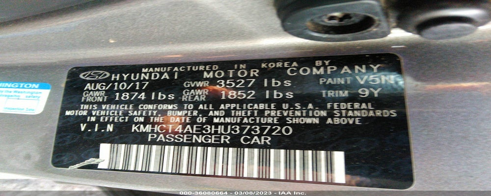 KMHCT4AE3HU373720 2017 HYUNDAI ACCENT photo no. 9