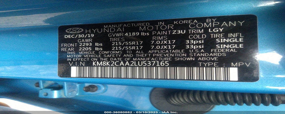 KM8K2CAA2LU537165 2020 HYUNDAI KONA photo no. 9