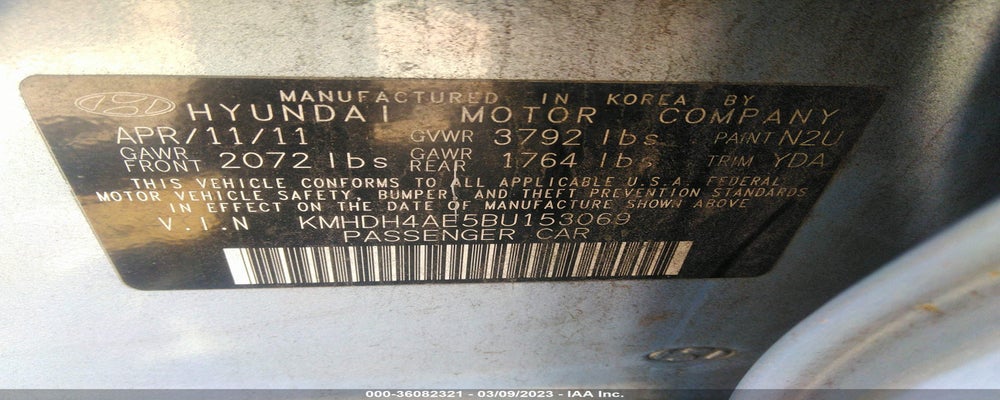 KMHDH4AE5BU153069 2011 HYUNDAI ELANTRA photo no. 9