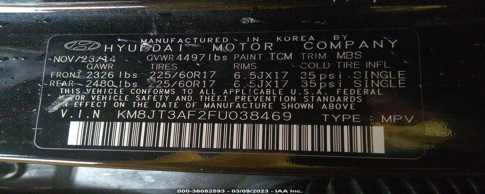 KM8JT3AF2FU038469 2015 HYUNDAI TUCSON photo no. 9