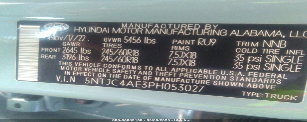 5NTJC4AE3PH053027 2023 HYUNDAI SANTA CRUZ photo no. 9