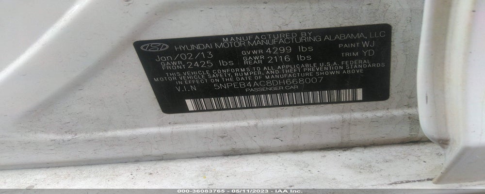 5NPEB4AC8DH668007 2013 HYUNDAI SONATA photo no. 9
