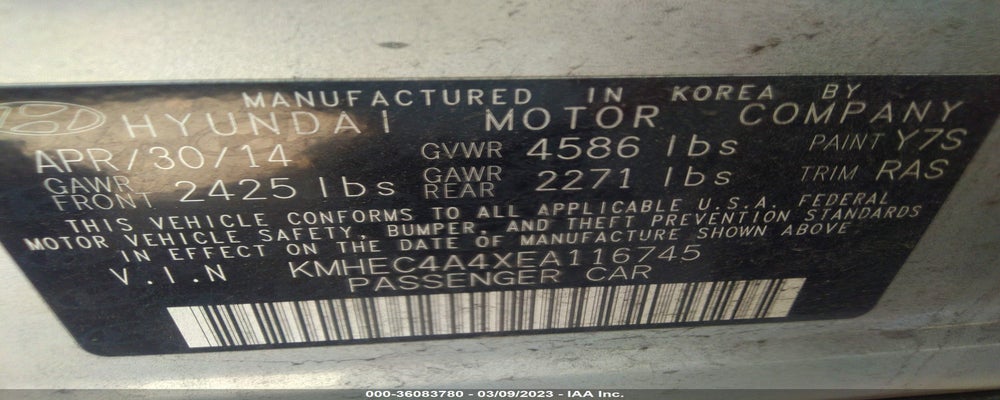 KMHEC4A4XEA116745 2014 HYUNDAI SONATA HYBRID photo no. 9