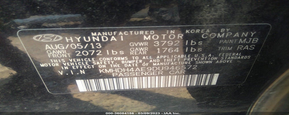 KMHDH4AE9DU946572 2013 HYUNDAI ELANTRA photo no. 9
